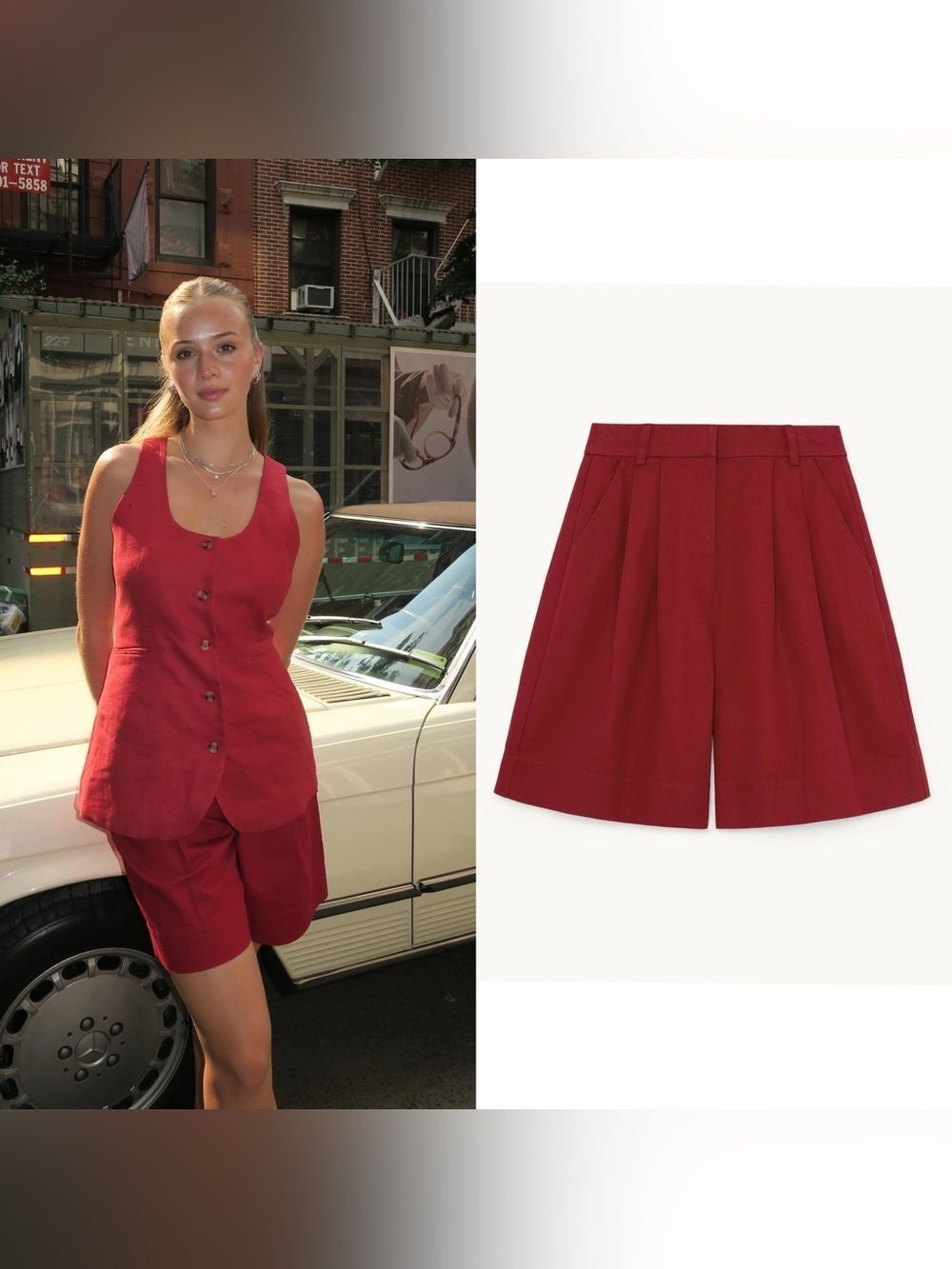 NWT POSSE Wesley Cotton Bermuda shorts in “Garnet” red